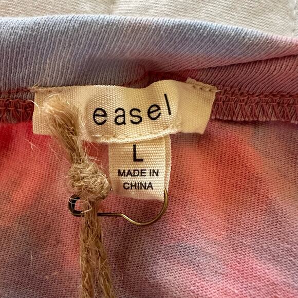 EASEL Womens Tunic Large Blue Pink Tie Die Dolman Sleeve Oversized Boho Chic - Picture 7 of 13